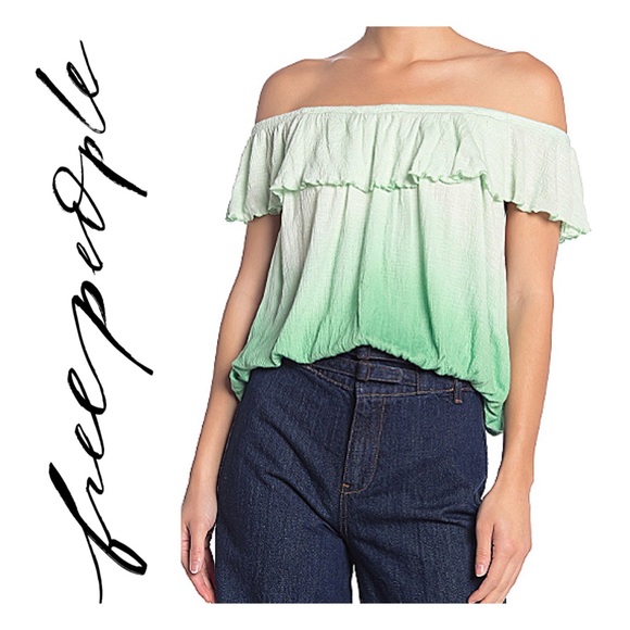 Free People Tops - Free People Green Off-The-Shoulder Top